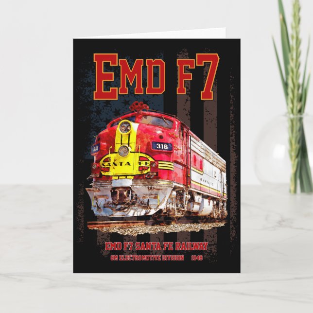 EMD F7 Santa Fe Warbonnet with American Flag. Thank You Card (Front)