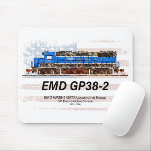EMD GP38-2 Diesel Locomotive and American flag Mouse Mat