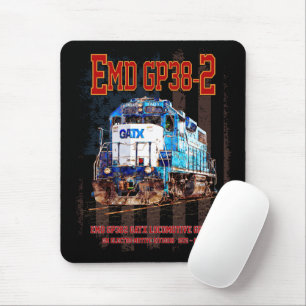 EMD GP38-2 Diesel Locomotive and American flag Mouse Mat