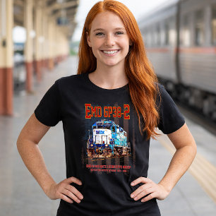 EMD GP38-2 Diesel Locomotive and American flag T-Shirt