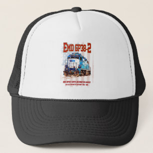 EMD GP38-2 Diesel Locomotive and American flag Trucker Hat
