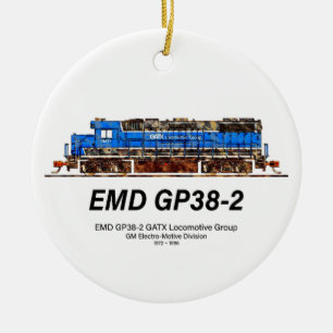 EMD GP38-2 Diesel Locomotive GATX blue and white Ceramic Tree Decoration