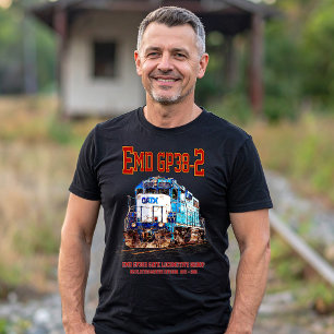 EMD GP38-2 Diesel Locomotive GATX blue and white T-Shirt