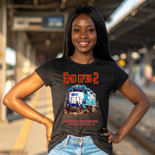 EMD GP38-2 Diesel Locomotive GATX blue and white T-Shirt