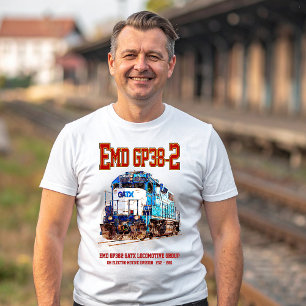 EMD GP38-2 Diesel Locomotive GATX blue and white T-Shirt