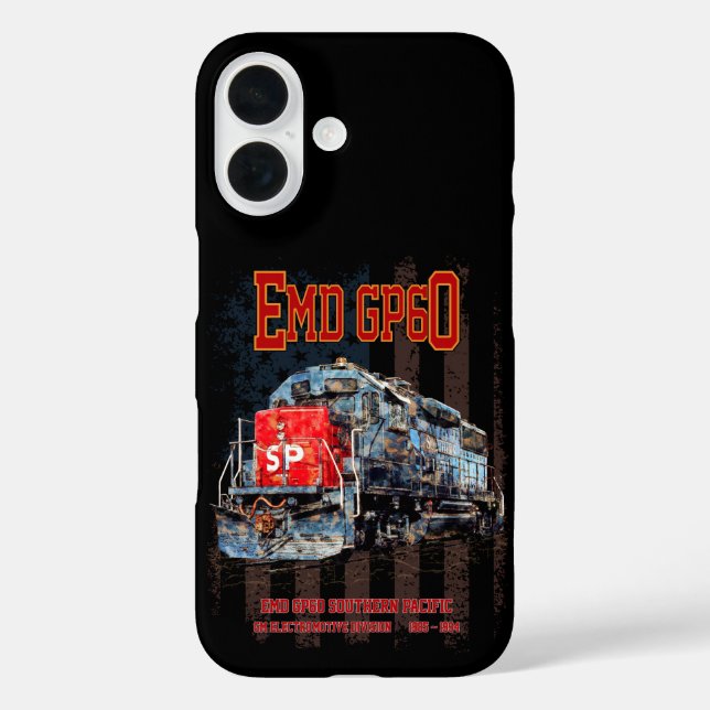 EMD GP60 Diesel Locomotive and American flag Case-Mate iPhone Case (Back)