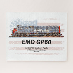 EMD GP60 Diesel Locomotive and American flag Jigsaw Puzzle