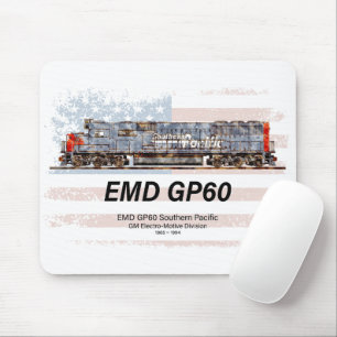EMD GP60 Diesel Locomotive and American flag Mouse Mat