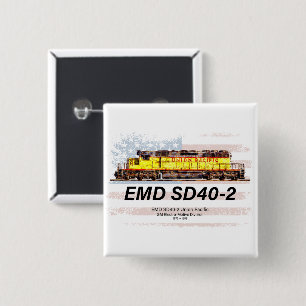 EMD SD40-2 Diesel Locomotive. American flag 15 Cm Square Badge