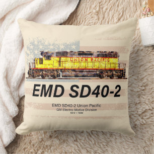 EMD SD40-2 Diesel Locomotive. American flag Cushion