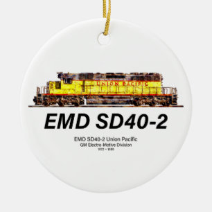EMD SD40-2 Diesel Locomotive. Union Pacific Ceramic Tree Decoration