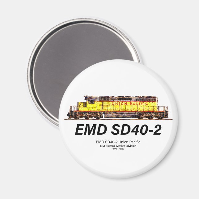 EMD SD40-2 Diesel Locomotive. Union Pacific Magnet (Front/Back)