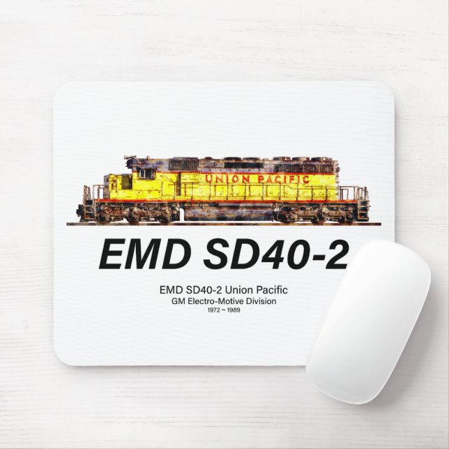 EMD SD40-2 Diesel Locomotive. Union Pacific Mouse Mat (With Mouse)
