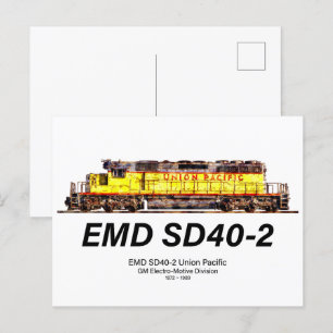 EMD SD40-2 Diesel Locomotive. Union Pacific Postcard
