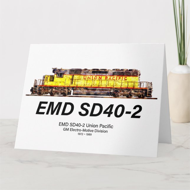 EMD SD40-2 Diesel Locomotive. Union Pacific Thank You Card (Front)