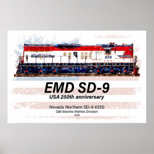 EMD SD-9 Locomotive USA 250th Anniversary Livery Poster
