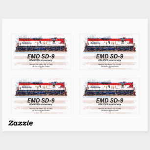 EMD SD-9 Locomotive USA 250th Anniversary Livery Rectangular Sticker