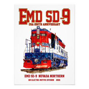 EMD SD-9 USA 250th Anniversary Heritage Locomotive Photo Print