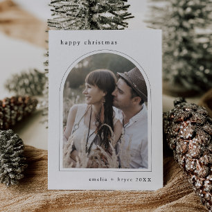 EMELIA Black Cute Family Photo Happy Christmas Holiday Card