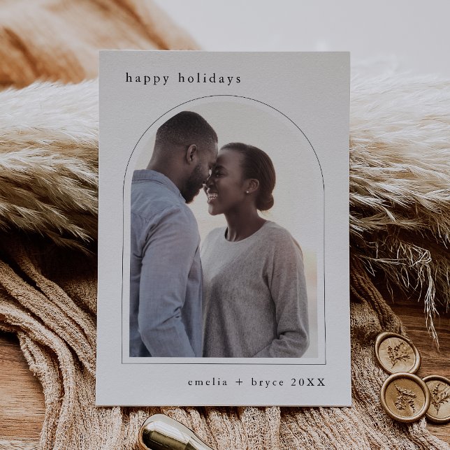 EMELIA Black Happy Holidays Cute Family Photo  Holiday Card (EMELIA Black Happy Holidays Cute Family Photo Holiday Card)