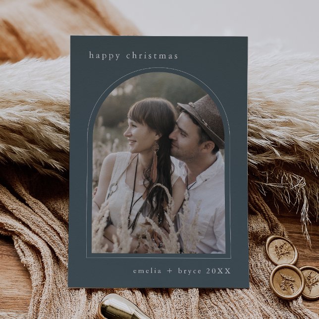 EMELIA Blue Cute Family Photo Happy Christmas Holiday Card (EMELIA Blue Cute Family Photo Happy Christmas Holiday Card)