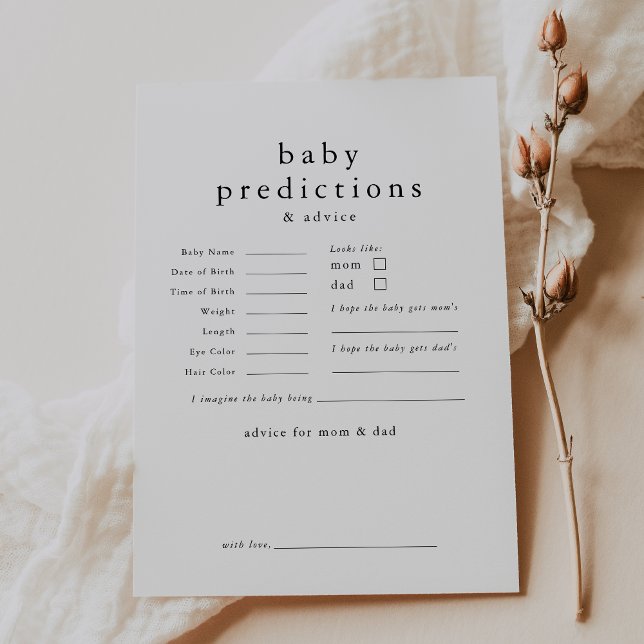 EMELIA Boho Baby Predictions Baby Shower Game Card (EMELIA Boho Baby Predictions Baby Shower Game Card)