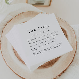 EMELIA Boho Minimalist Unique Fun Fact Wedding Napkin
