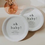 EMELIA Boho Modern Simple Oh Baby Baby Shower Paper Plate<br><div class="desc">These boho modern simple oh baby baby shower paper plates from the Emelia Collection are perfect for a minimal baby shower. The black and white design features unadorned typography with a unique minimalist style.

Personalise your baby shower plates with the name of the mum-to-be and the shower date.</div>