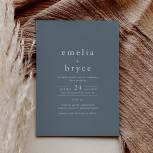EMELIA Casual Winter Vintage Dusty Blue Wedding Invitation