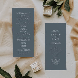 EMELIA Dark Blue Simple Boho Navy Vintage Wedding Programme