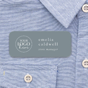 EMELIA Dusty Blue Company Logo Employee Magnetic Name Tag