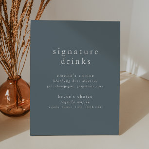 EMELIA Dusty Blue Minimal Wedding Signature Drink Pedestal Sign