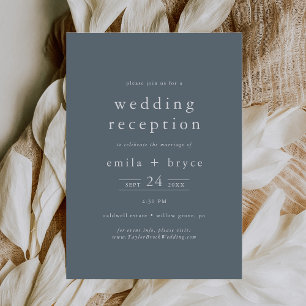 EMELIA Dusty Blue Winter Minimal Wedding Reception Invitation