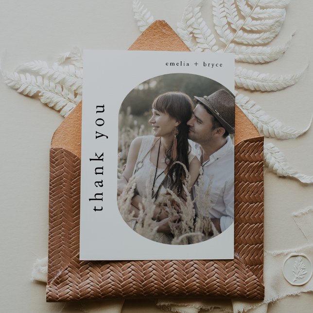 EMELIA Flat Modern Boho Minimalist Photo Wedding Thank You Card (EMELIA Flat Modern Boho Minimalist Photo Wedding Thank You Card)