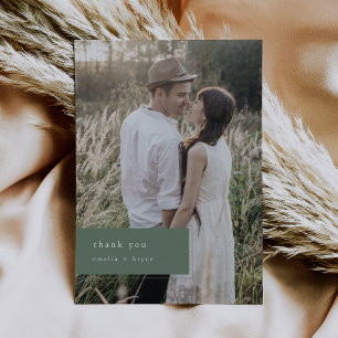 EMELIA Flat Modern Mountain Simple Photo Wedding Thank You Card