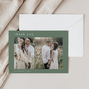 EMELIA Flat Nature Rustic Woodland 2 Photo Wedding Thank You Card