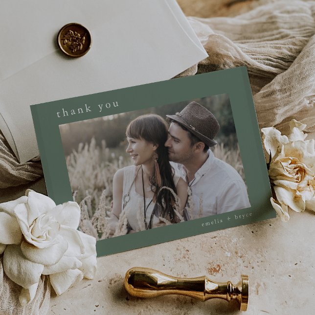 EMELIA Flat Woodland Nature Forest Photo Wedding Thank You Card (EMELIA Flat Woodland Nature Forest Photo Wedding Thank You Card)