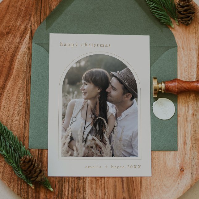 EMELIA Gold Cute Family Photo Happy Christmas Holiday Card (EMELIA Gold Cute Family Photo Happy Christmas Holiday Card)