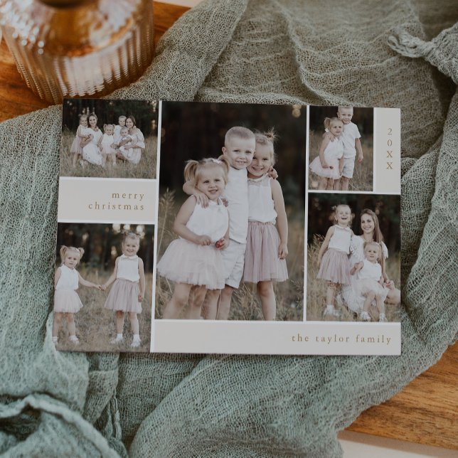 EMELIA Gold Cute Modern Multi Photo Christmas Holiday Card (EMELIA Gold Cute Modern Multi Photo Christmas Holiday Card)