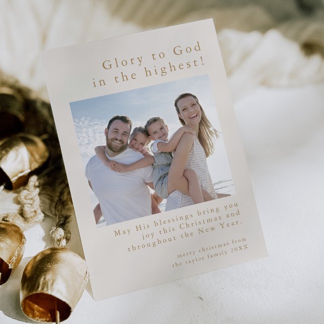 EMELIA Gold Family Photo God Christian Christmas Holiday Card (EMELIA Gold Family Photo God Christian Christmas Holiday Card)
