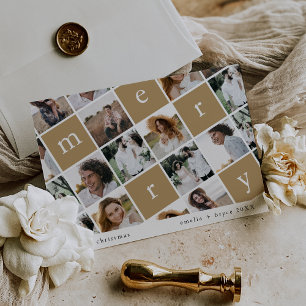 EMELIA Gold Modern Family Multi Photo Christmas Holiday Card
