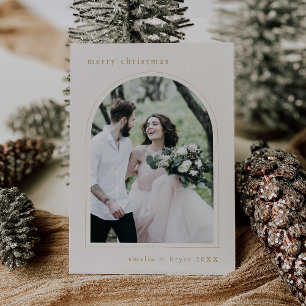 EMELIA Gold Unique Arch Family Photo Christmas Holiday Card