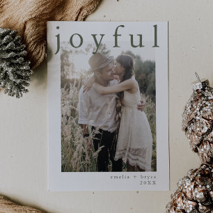 EMELIA Green Boho Xmas Photo Joyful Christmas Holiday Card