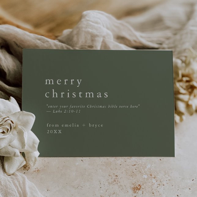 EMELIA Green Easy Bible Verse Religious Christmas Holiday Card (EMELIA Green Easy Bible Verse Religious Christmas Holiday Card)
