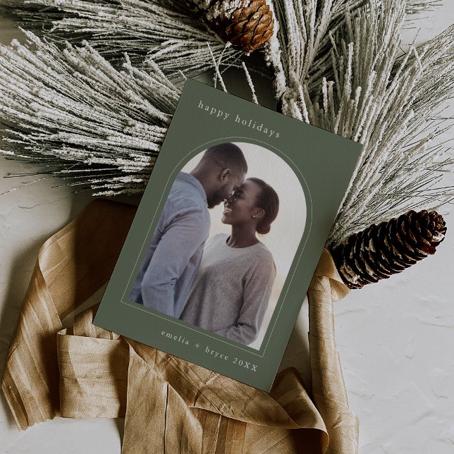 EMELIA Green Happy Holidays Cute Family Photo  Holiday Card (EMELIA Green Happy Holidays Cute Family Photo Holiday Card)