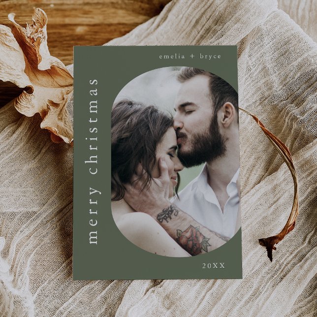 EMELIA Green Picture Family Photo Merry Christmas Holiday Card (EMELIA Green Picture Family Photo Merry Christmas Holiday Card)