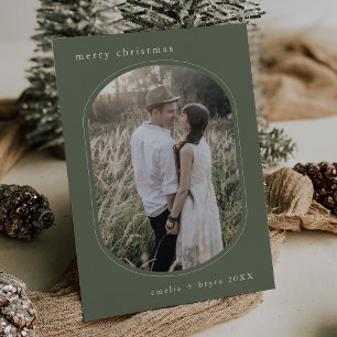 EMELIA Green Simple Modern Family Photo Christmas Holiday Card