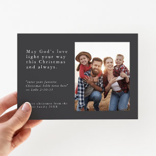 EMELIA Grey Photo Easy Simple Religious Christmas Holiday Card