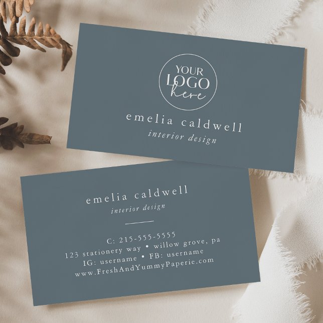 EMELIA Logo Minimal Dusty Blue Minimalist Rustic Business Card (EMELIA Logo Minimal Dusty Blue Minimalist Rustic Business Card)
