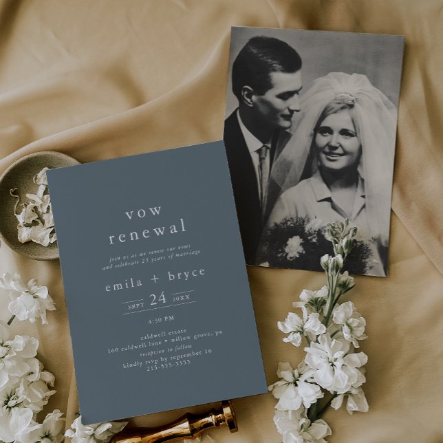 EMELIA Minimalist Blue Winter Photo Vow Renewal Invitation (EMELIA Minimalist Blue Winter Photo Vow Renewal Invitation)